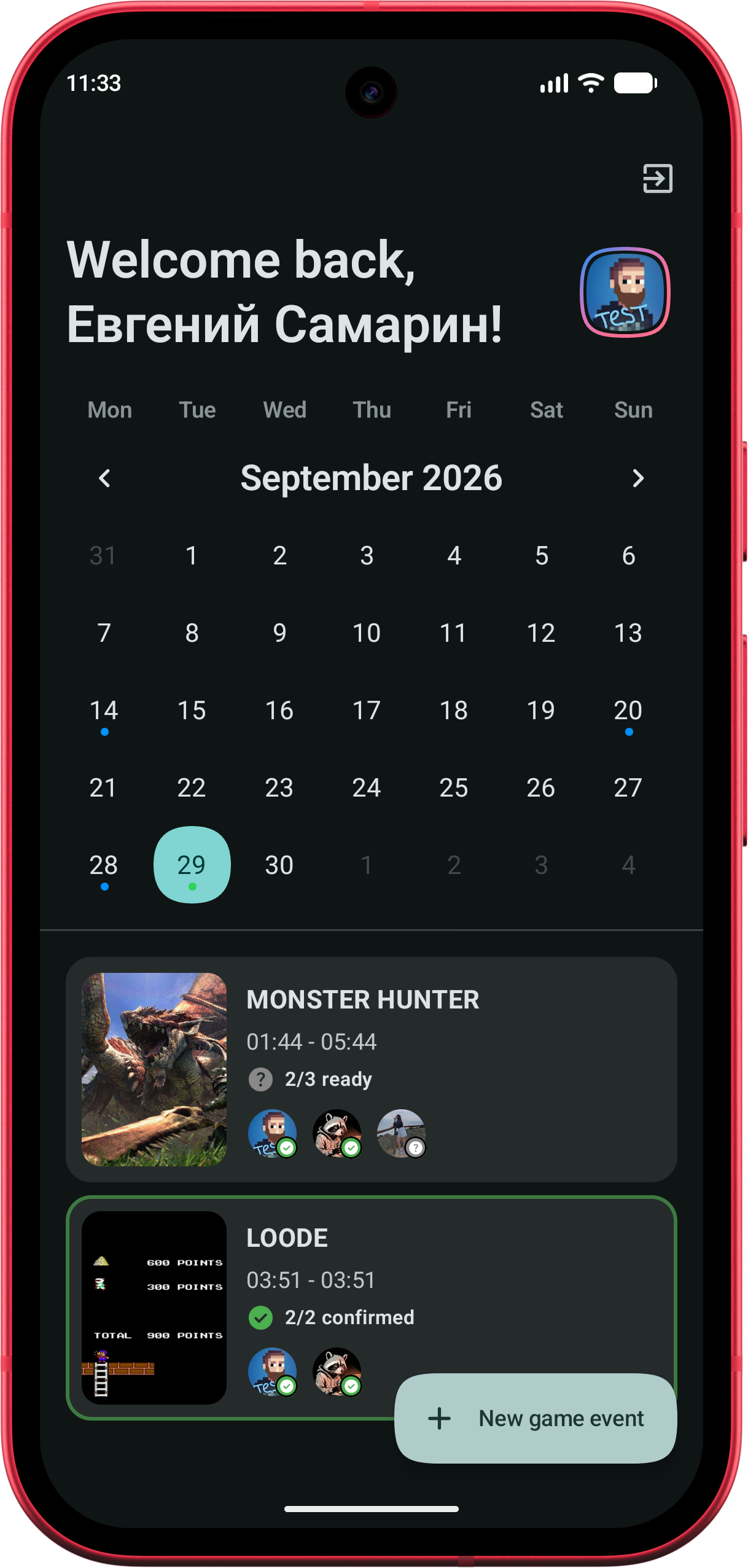 application rendered on mobile